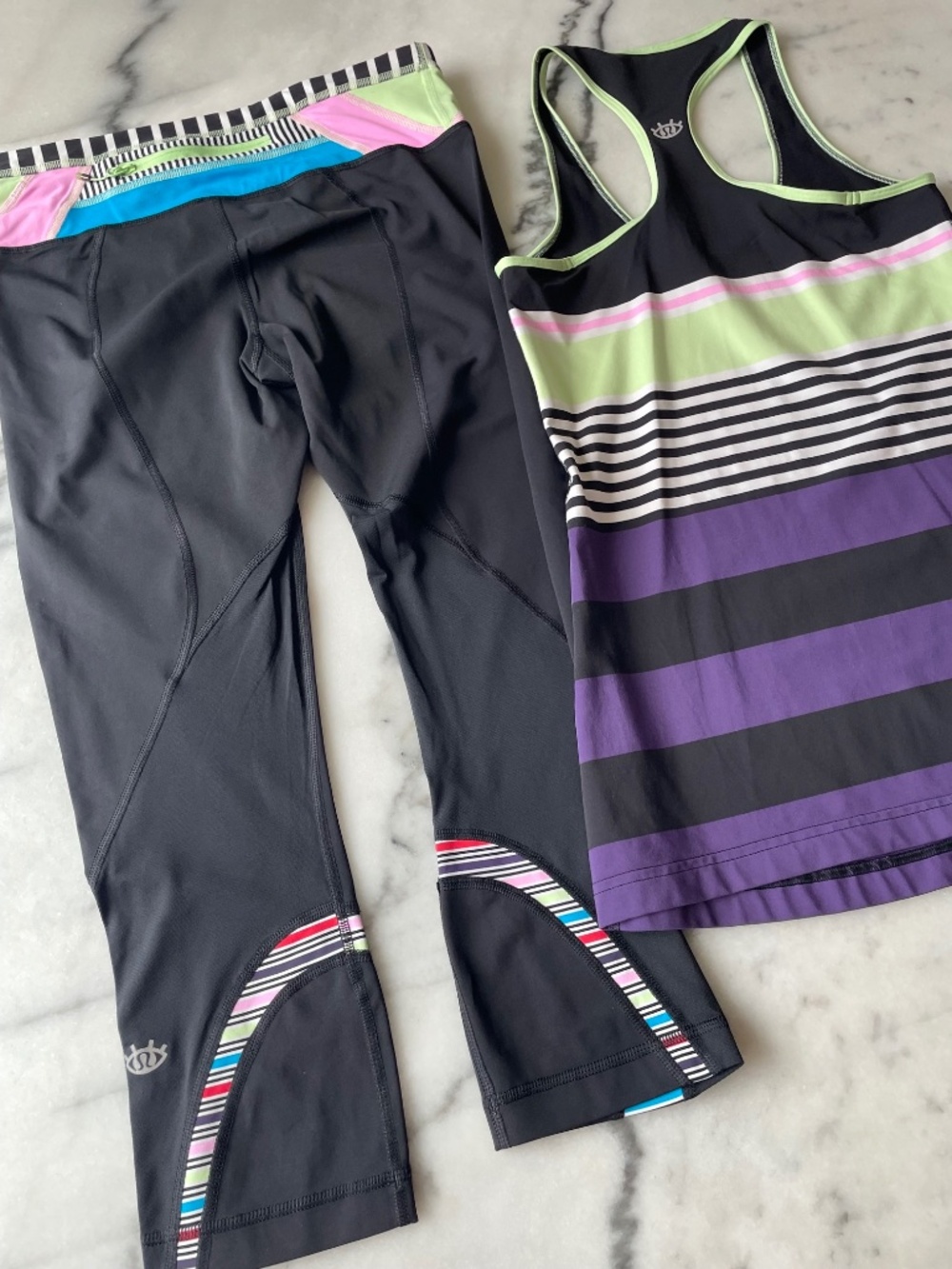 Lululemon 2014 Seawheeze Stripe Tank and Capris Set